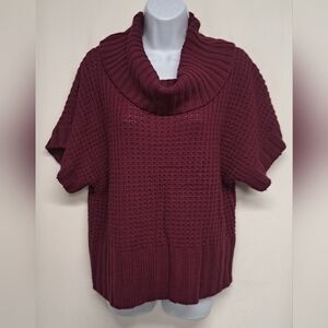 United States Sweater XL Cowlneck Purple Short Batwing Sleeve Knit